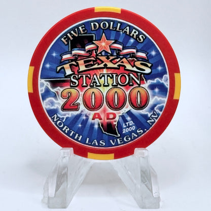 Texas Station N. Las Vegas Nevada 1999 '2000 AD' LE $5 Casino Chip V5758