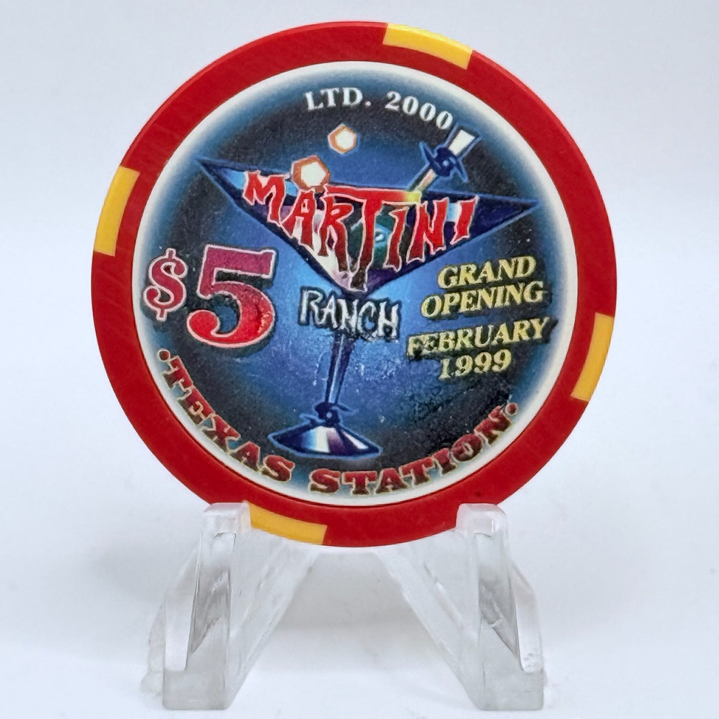 Texas Station N. Las Vegas Nevada 1999 'Martini Ranch' LE $5 Casino Chip V3509