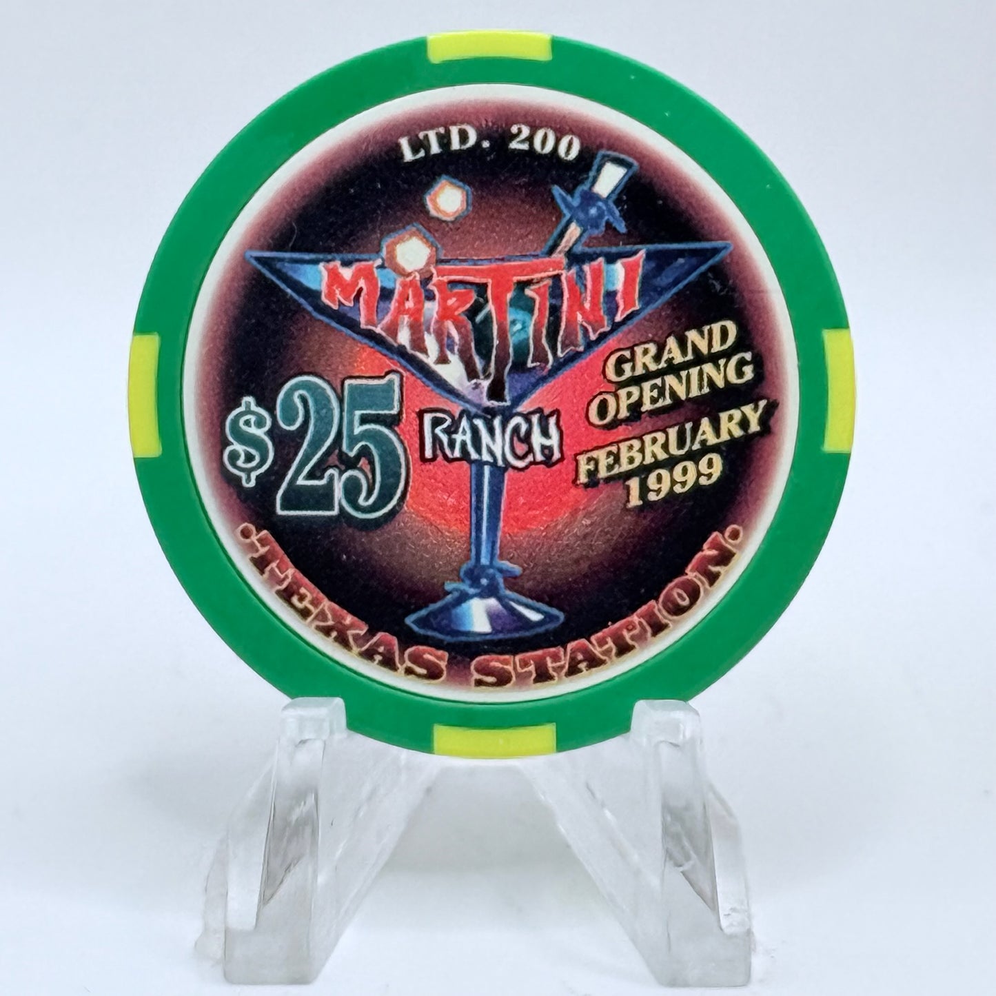 Texas Station N. Las Vegas Nevada 1999 'Martini Ranch' LE $25 Casino Chip V3511