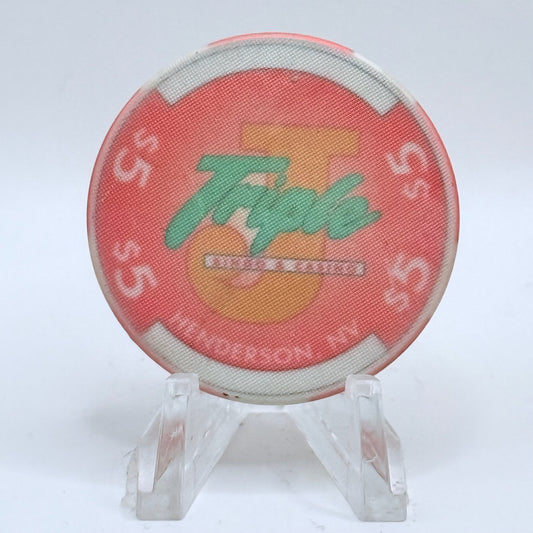 Triple J Bingo & Casino Henderson Nevada 1995 $5 Casino Chip N0555