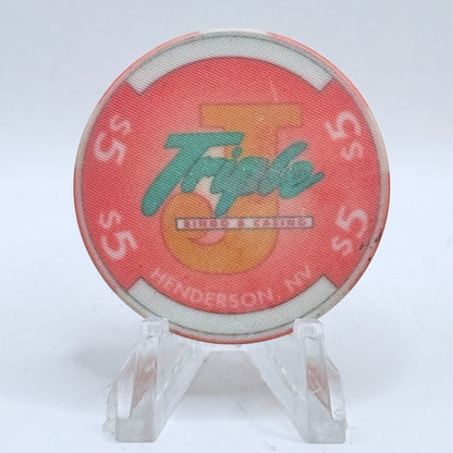 Triple J Bingo & Casino Henderson Nevada 1995 $5 Casino Chip N0555
