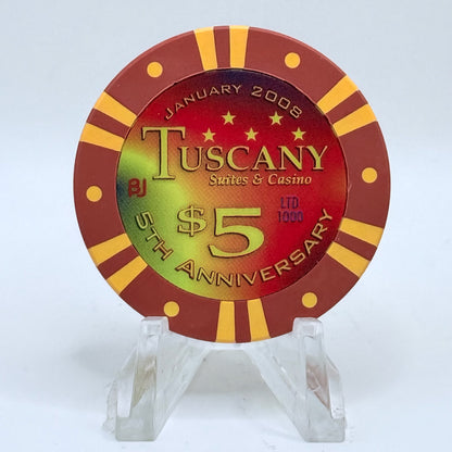 Tuscany Las Vegas Nevada 2008 '5th Anniversary' LE $5 Casino Chip E8401