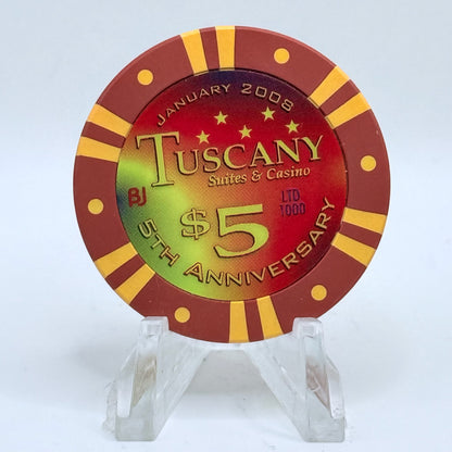Tuscany Las Vegas Nevada 2008 '5th Anniversary' LE $5 Casino Chip E8401
