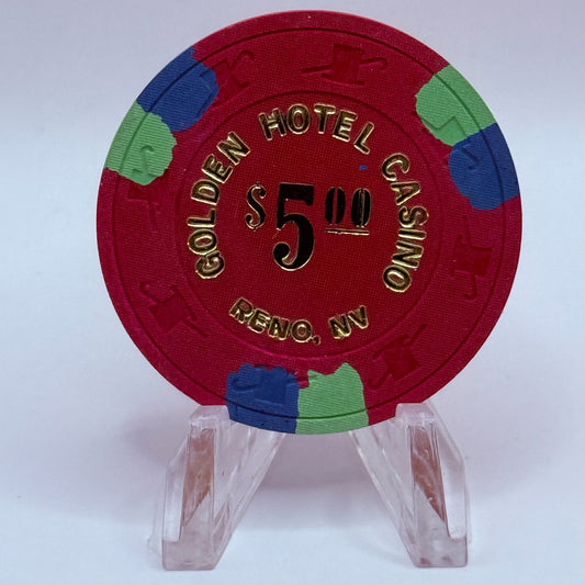 Golden Hotel Casino Reno Nevada 1980 $5 Casino Chip N7597
