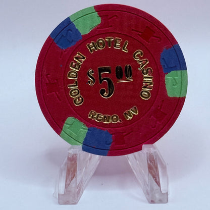 Golden Hotel Casino Reno Nevada 1980 $5 Casino Chip N7597