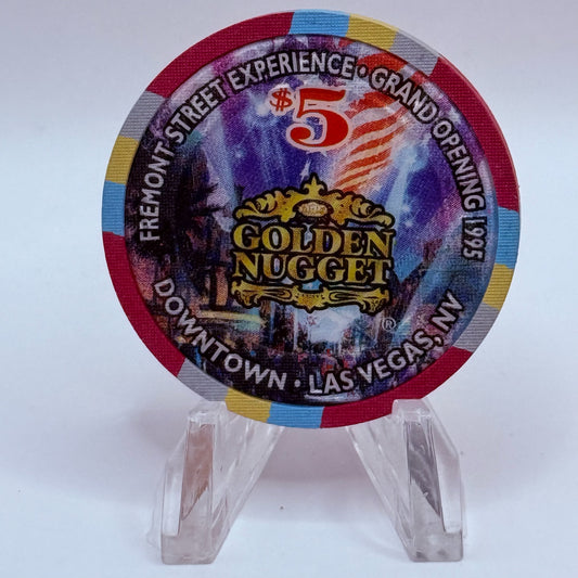 Golden Nugget Las Vegas Nevada 1995 'Fremont Street Experience Grand Opening' LE $5 Casino Chip N1135