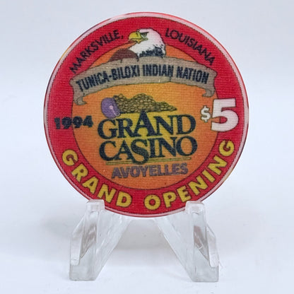 Grand Casino Avoyelles Marksville Louisiana 1994 'Grand Opening' LE $5 Casino Chip