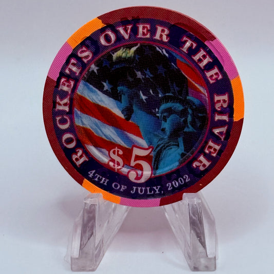 Golden Nugget Laughlin Nevada 2002 'Rockets Over The River' LE $5 Casino Chip E0680