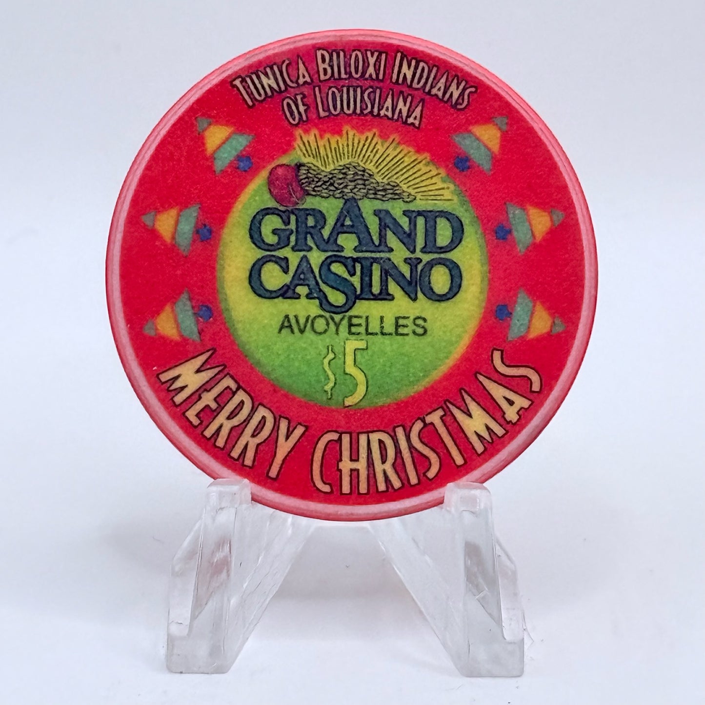 Grand Casino Avoyelles Marksville Louisiana 1997 'Merry Christmas' LE $5 Casino Chip