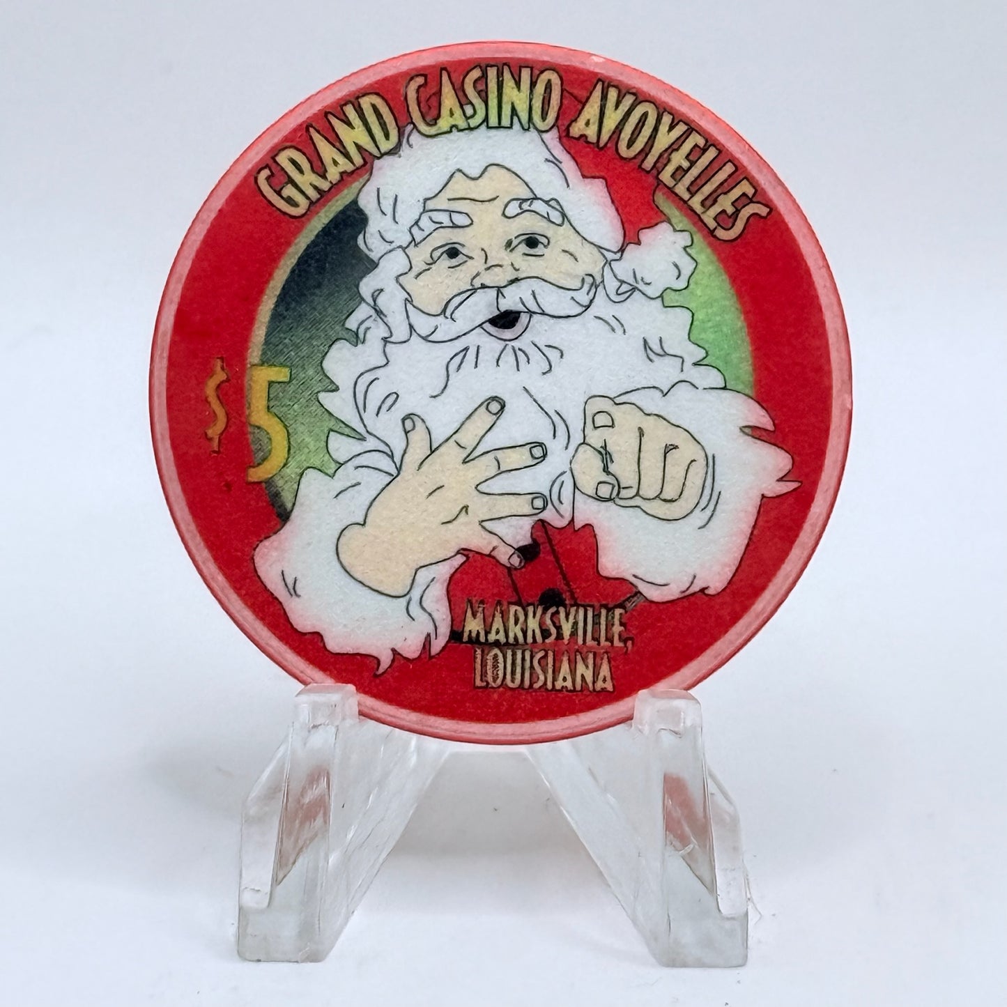 Grand Casino Avoyelles Marksville Louisiana 1997 'Merry Christmas' LE $5 Casino Chip