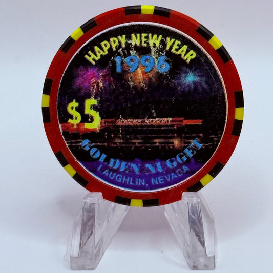 Golden Nugget Laughlin Nevada 1996 'Happy New Year' LE $5 Casino Chip N0420