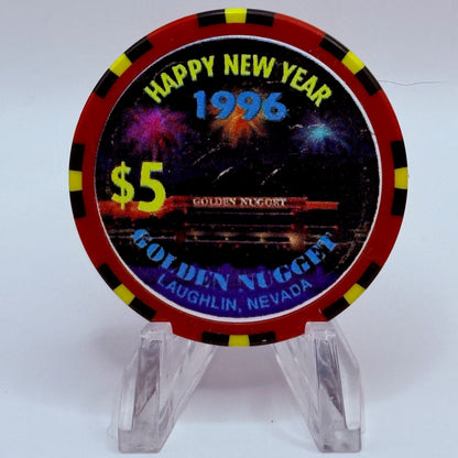 Golden Nugget Laughlin Nevada 1996 'Happy New Year' LE $5 Casino Chip N0420