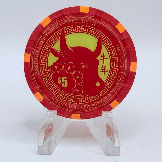 Harrah's Lake Tahoe Nevada 2009 'Year Of The Ox' LE $5 Casino Chip E7706