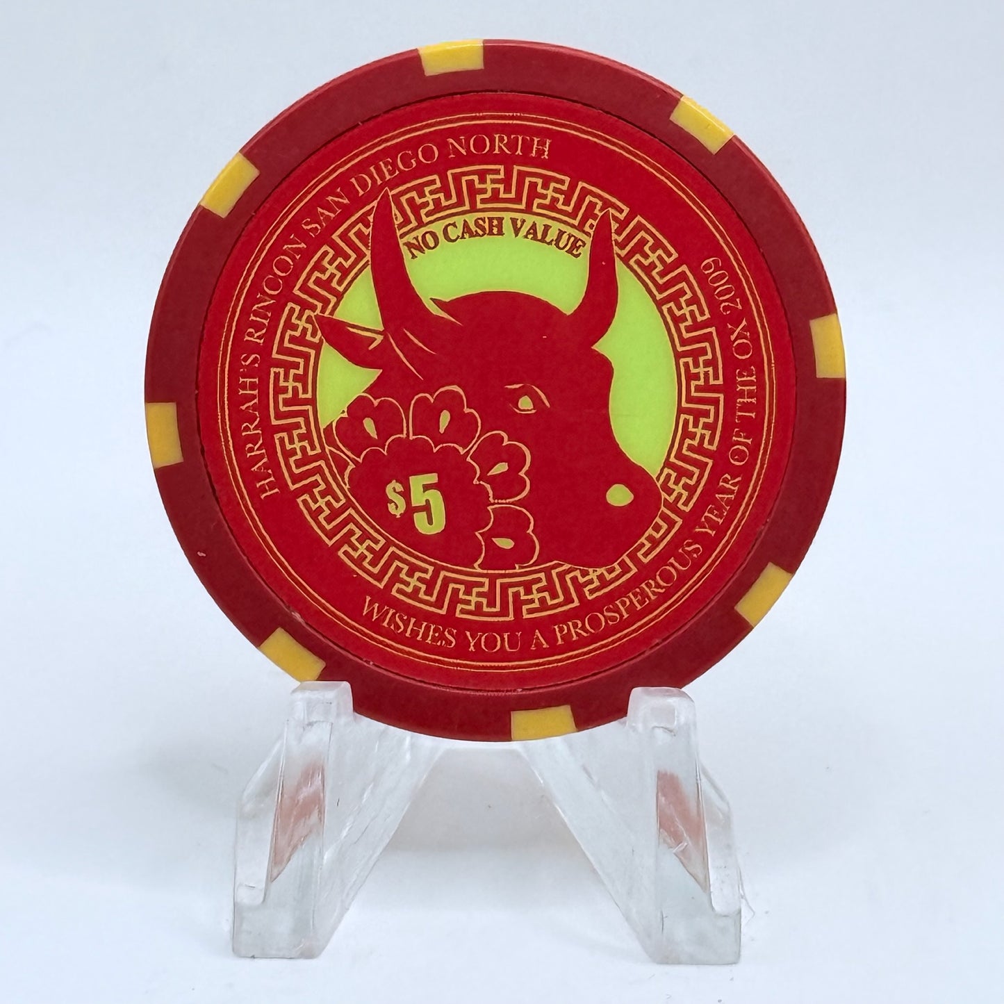 Harrah's Rincon Valley Center California 2009 'Year Of The Ox' $5 NCV Casino Chip