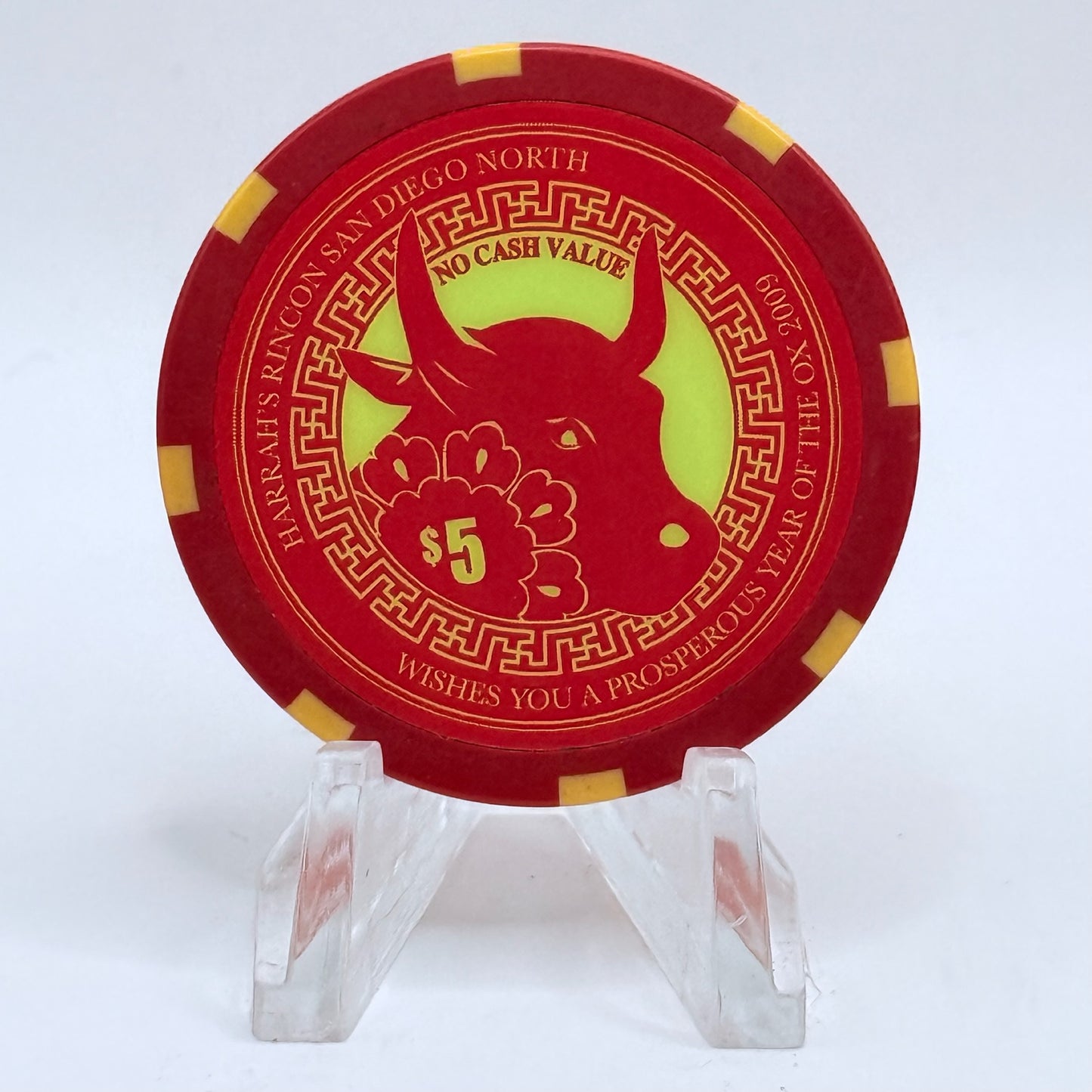Harrah's Rincon Valley Center California 2009 'Year Of The Ox' $5 NCV Casino Chip