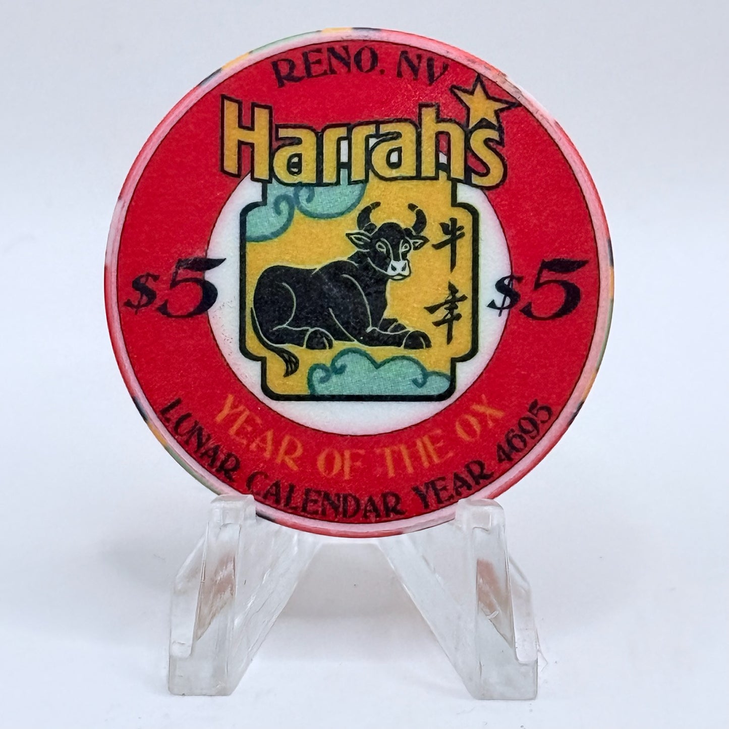 Harrah's Reno Nevada 1997 'Year Of The Ox' LE $5 Casino Chip N8532
