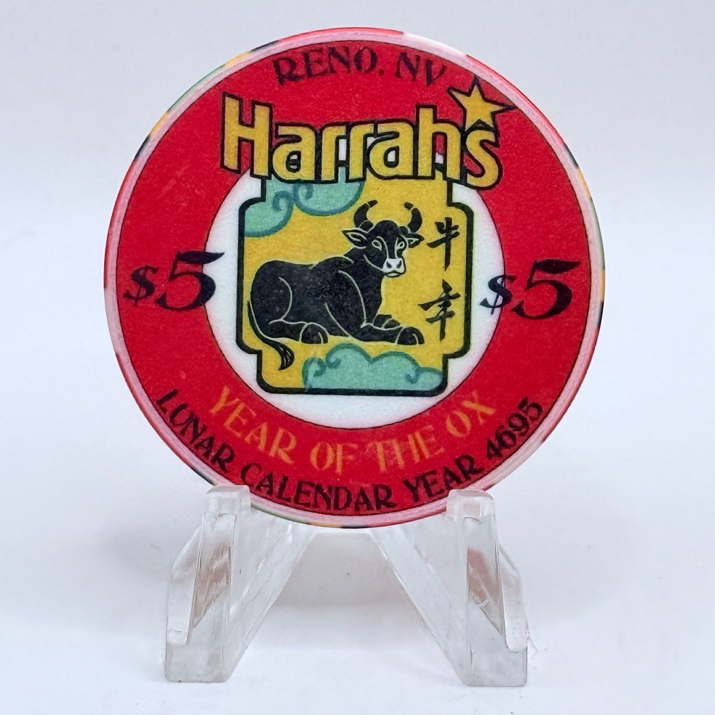 Harrah's Reno Nevada 1997 'Year Of The Ox' LE $5 Casino Chip N8532