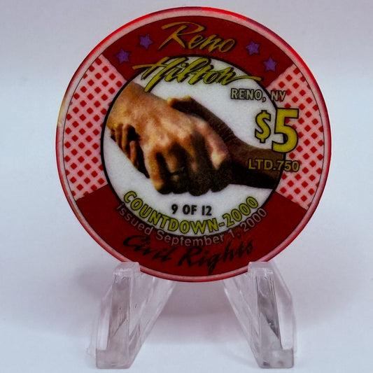 Hilton Resort Reno Nevada 1999 'Civil Rights' LE $5 Casino Chip V4557