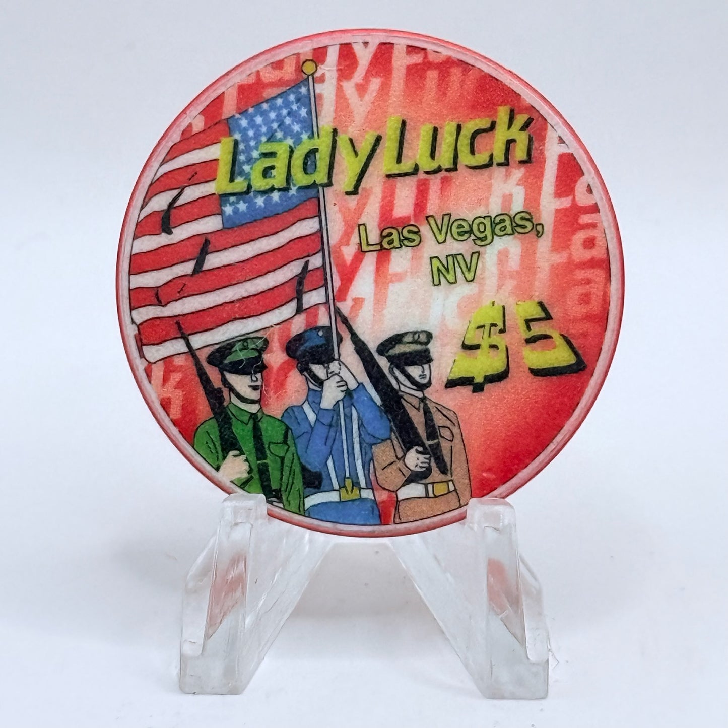 Lady Luck Las Vegas Nevada 1997 'Memorial Dayon Edge' LE $5 Casino Chip V1031