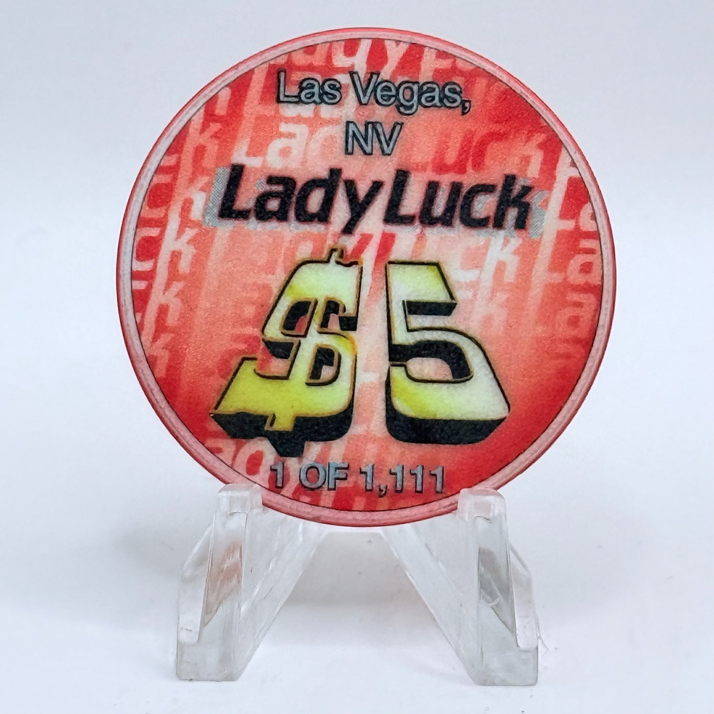 Lady Luck Las Vegas Nevada 1997 'Memorial Dayon Edge' LE $5 Casino Chip V1031
