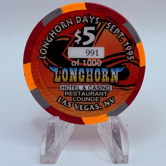 Longhorn Casino Las Vegas Nevada 1995 'Longhorn Days' LE $5 Casino Chip N2624