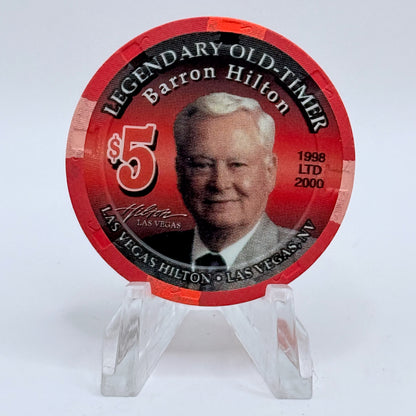 Las Vegas Hilton Las Vegas Nevada 1998 'Legendary Old Timer Barron Hilton' LE $5 Casino Chip V2774