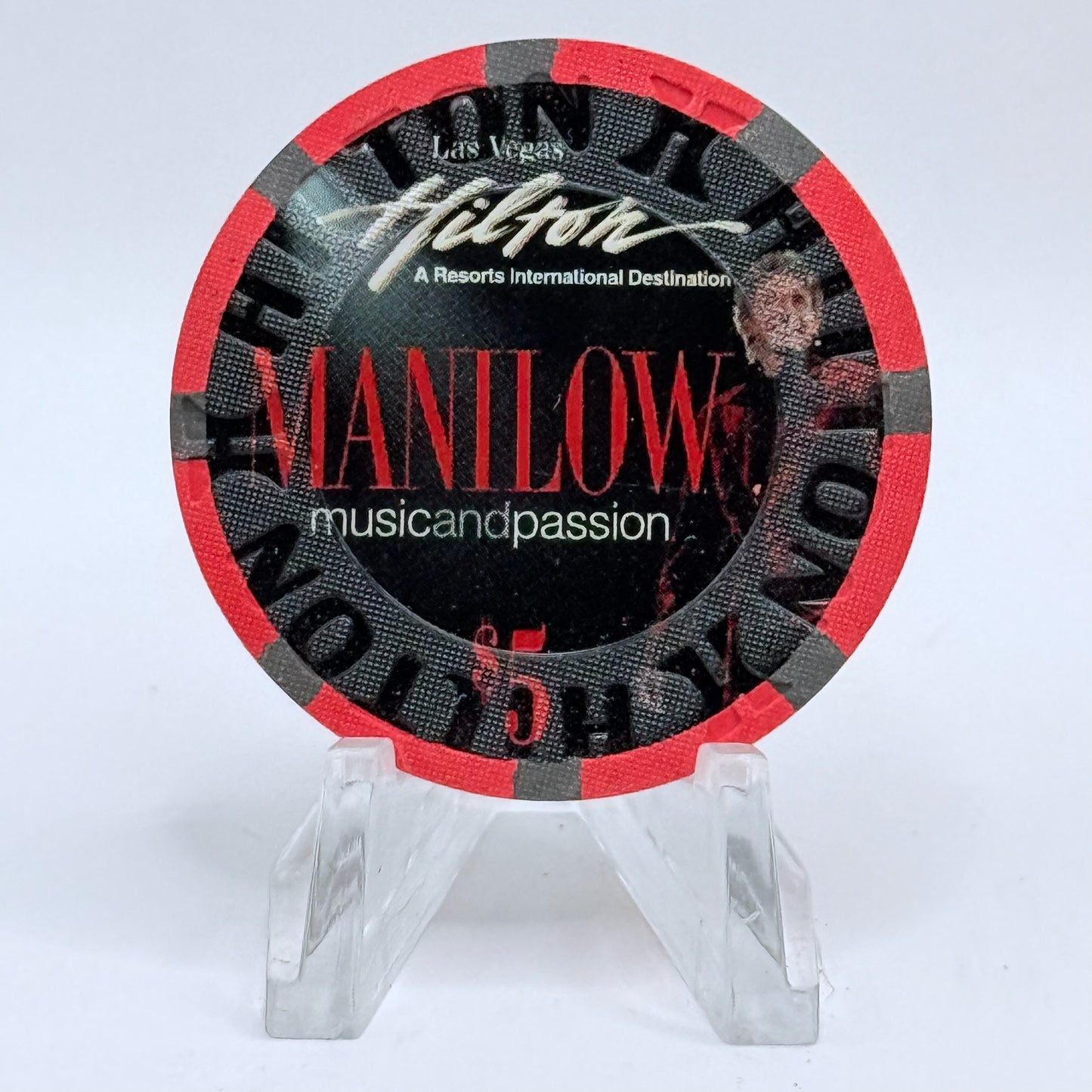 Las Vegas Hilton Las Vegas Nevada 2005 'Barry Manilow Red Coat' LE $5 Casino Chip E4786