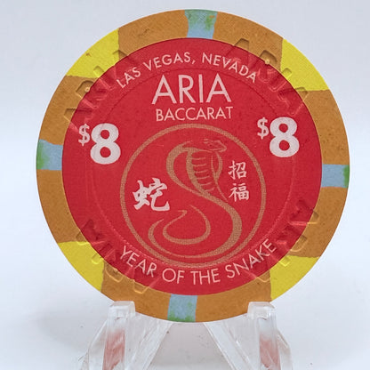 Aria Resort & Casino Las Vegas Nevada 2013 'Year of the Snake' LE $8 Casino Chip D1021