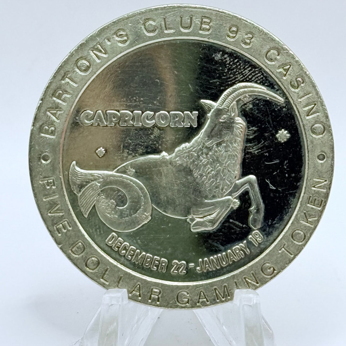 Casino 93 Jackpot Nevada 1997 'Capricorn' $5 Slot Tokens