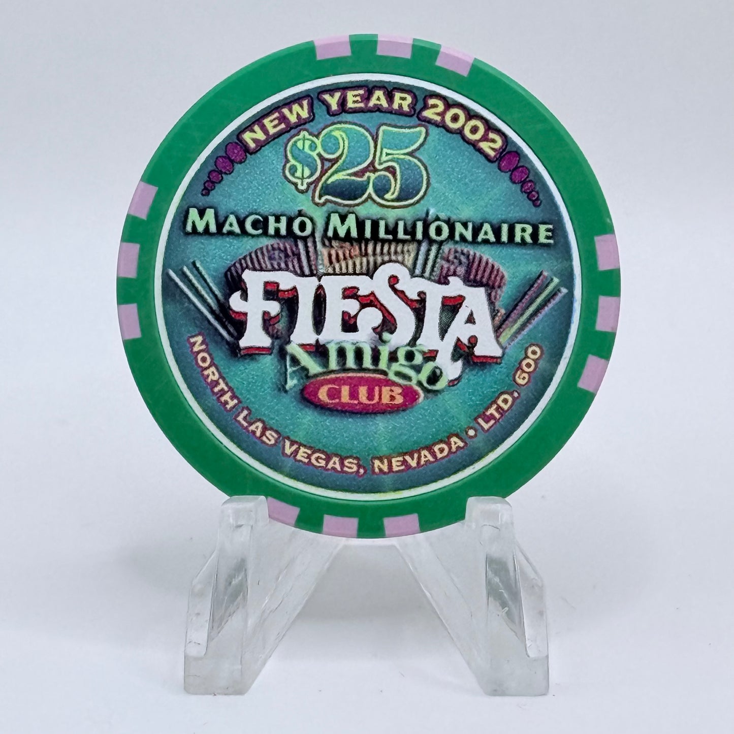 Fiesta Rancho N. Las Vegas Nevada 2002 'New Year/ Macho Millionaire' LE $25 Casino Chip V8460