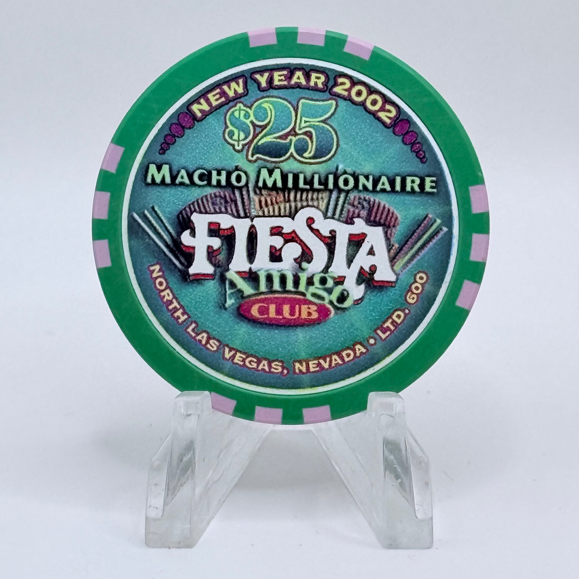 Fiesta Rancho N. Las Vegas Nevada 2002 'New Year/ Macho Millionaire' LE $25 Casino Chip V8460