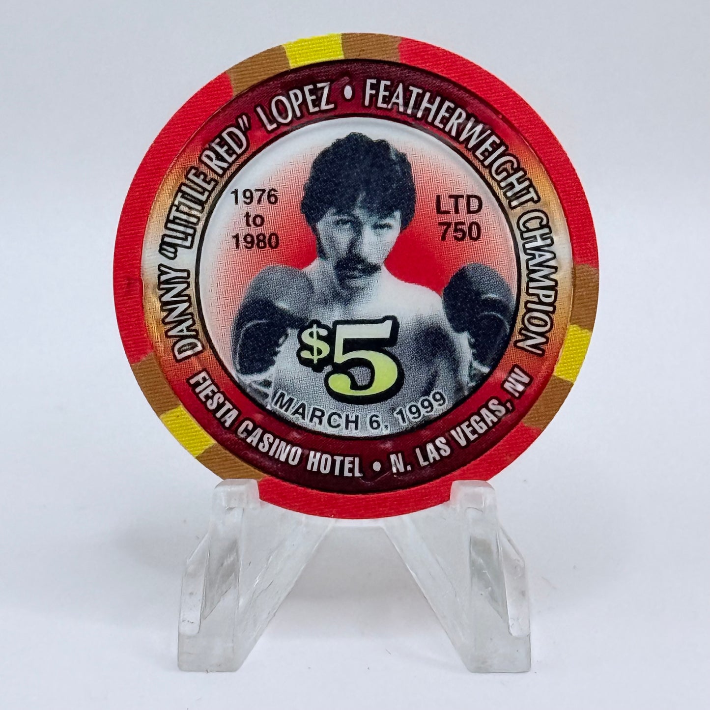 Fiesta Rancho N. Las Vegas Nevada 1999 'Danny 'Little Red' Lopez' LE $5 Casino Chip V2406