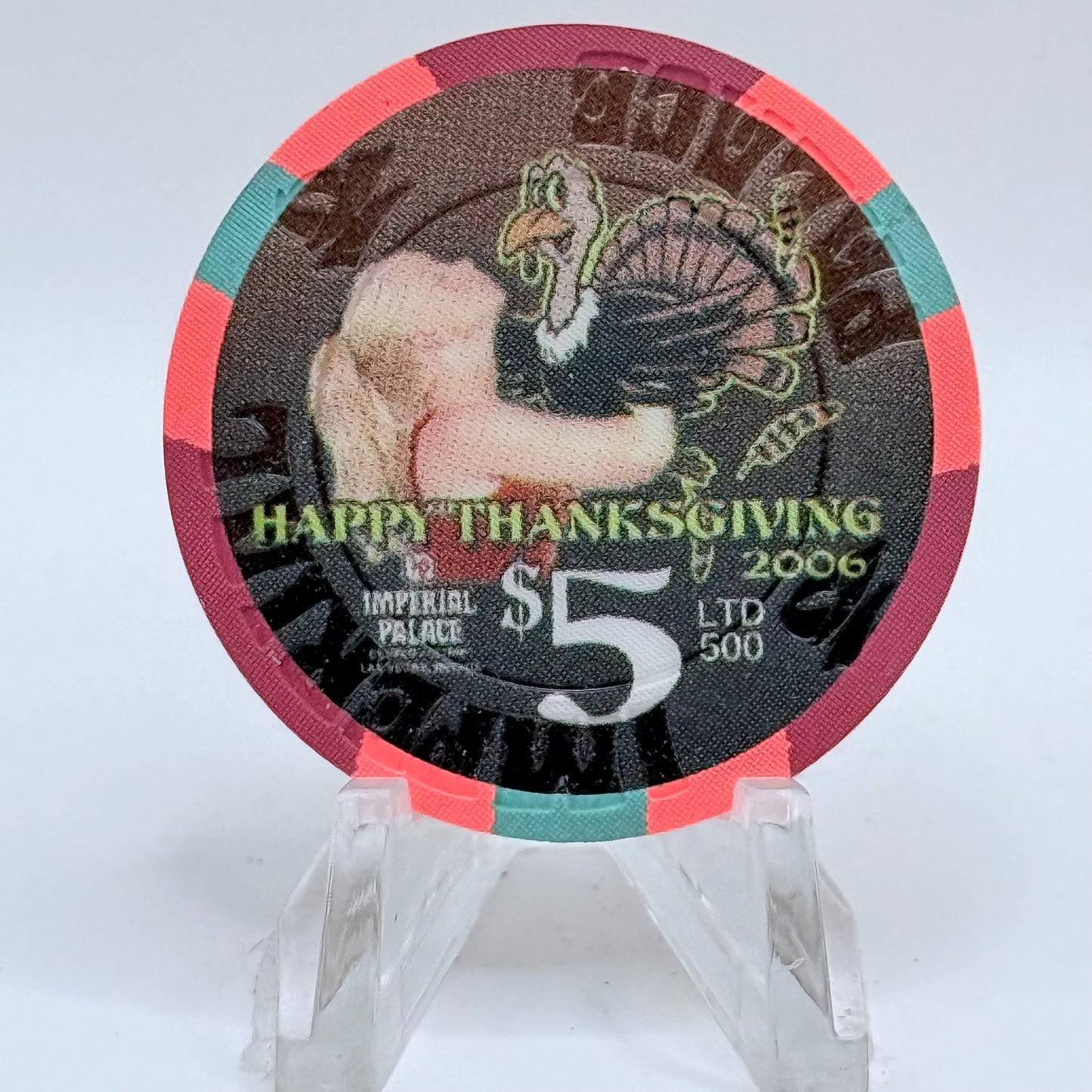 Imperial Palace Las Vegas Nevada 2006 'Thanksgiving' LE $5 Casino Chip E5759
