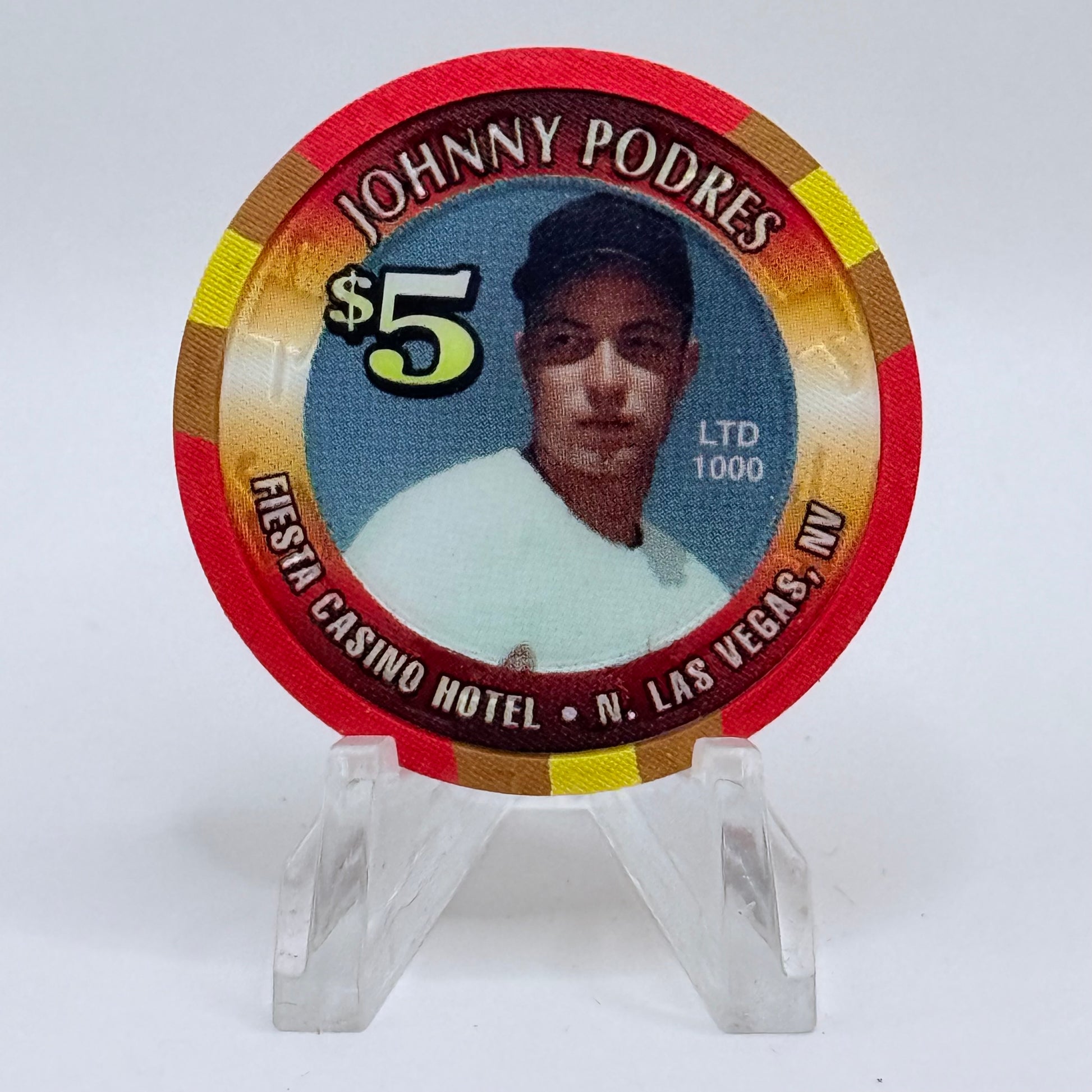 Fiesta Rancho N. Las Vegas Nevada 1998 'Johnny Podres' LE $5 Casino Chip V2410