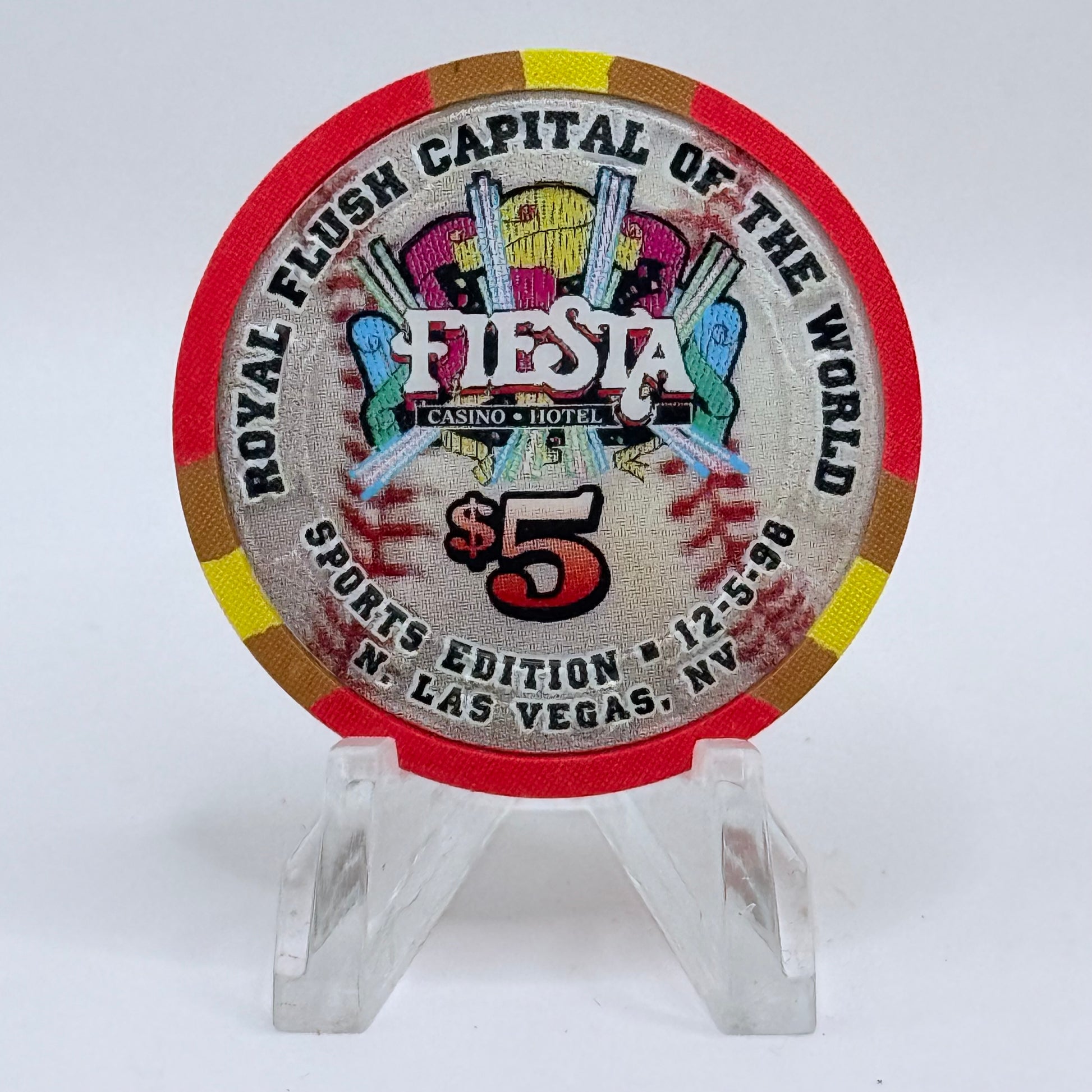 Fiesta Rancho N. Las Vegas Nevada 1998 'Johnny Podres' LE $5 Casino Chip V2410