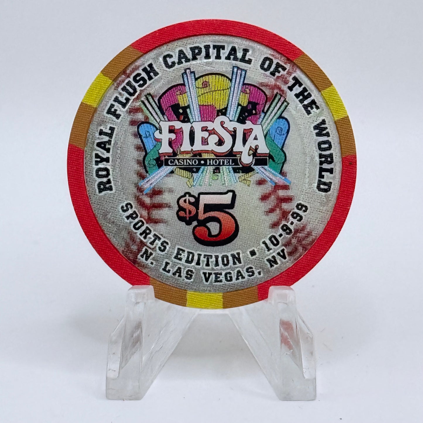 Fiesta Rancho N. Las Vegas Nevada 1998 'Carl Erskine' LE $5 Casino Chip V4112