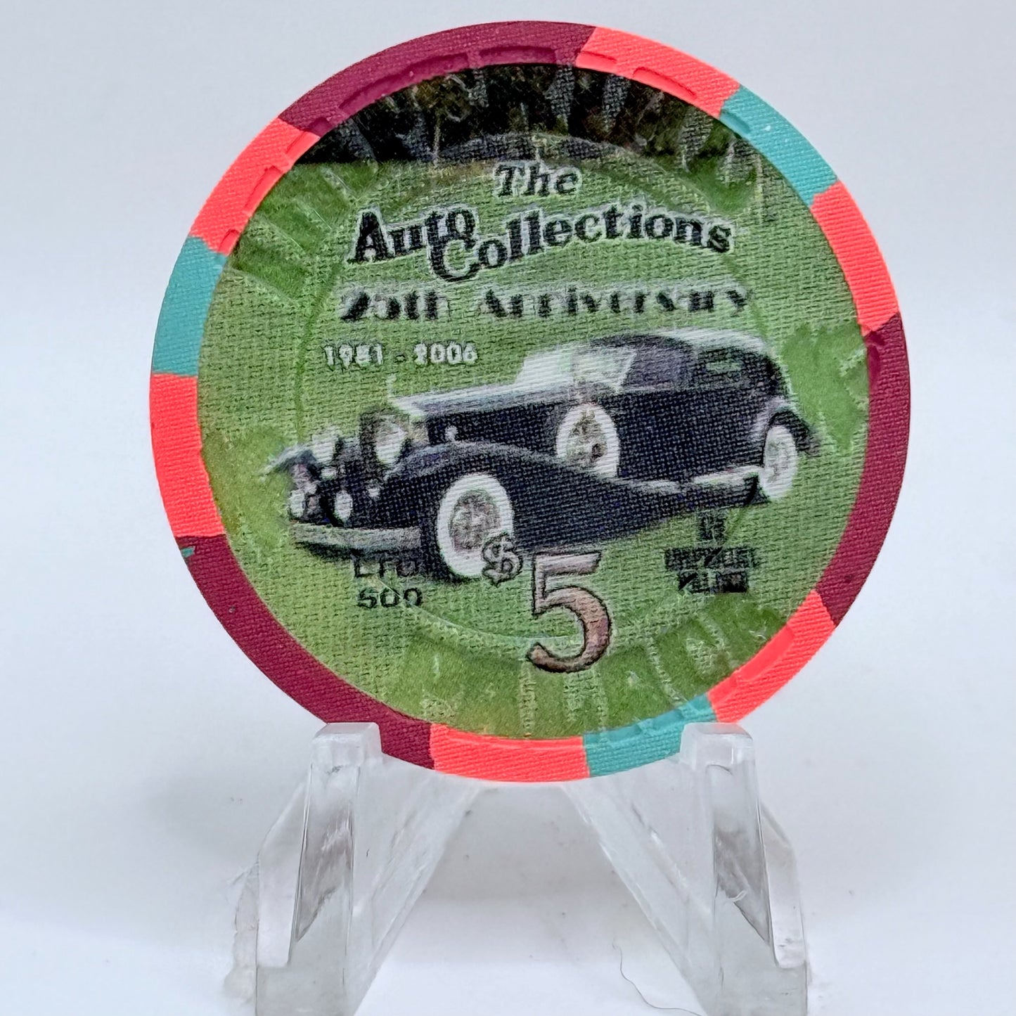 Imperial Palace Las Vegas Nevada 2006 'Auto Collections 25th Anniversary Black' LE $5 Casino Chip E5796