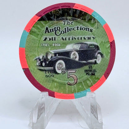 Imperial Palace Las Vegas Nevada 2006 'Auto Collections 25th Anniversary Black' LE $5 Casino Chip E5796