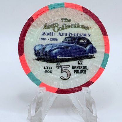 Imperial Palace Las Vegas Nevada 2006 'Auto Collections 25th Anniversary Blue' LE $5 Casino Chip E5797