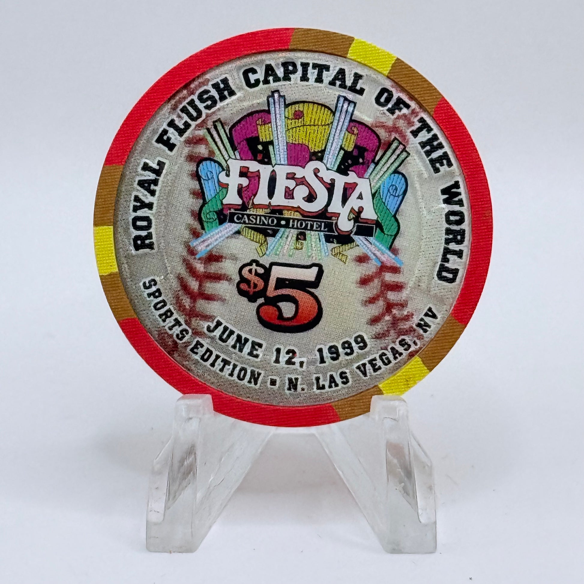 Fiesta Rancho N. Las Vegas Nevada 1999 'Ryne Duren' LE $5 Casino Chip V4122