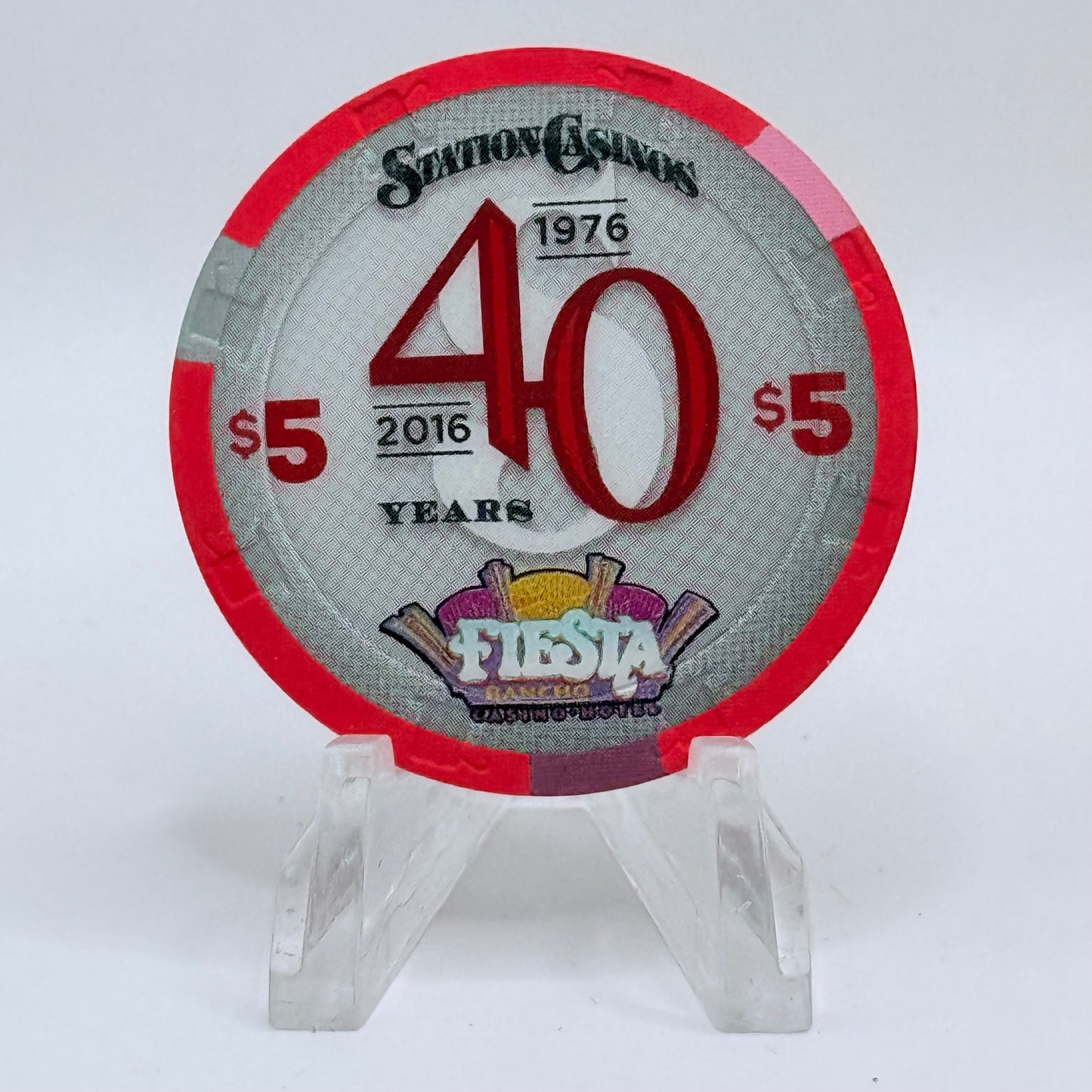 Fiesta Rancho N. Las Vegas Nevada 2016 'Station Casinos 40th Anniversary' LE $5 Casino Chip