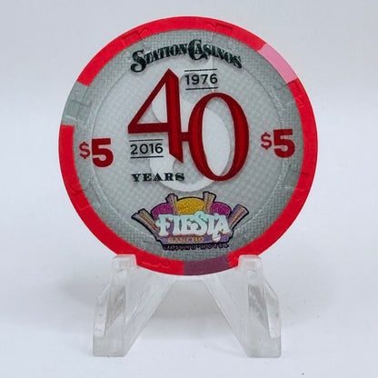 Fiesta Rancho N. Las Vegas Nevada 2016 'Station Casinos 40th Anniversary' LE $5 Casino Chip