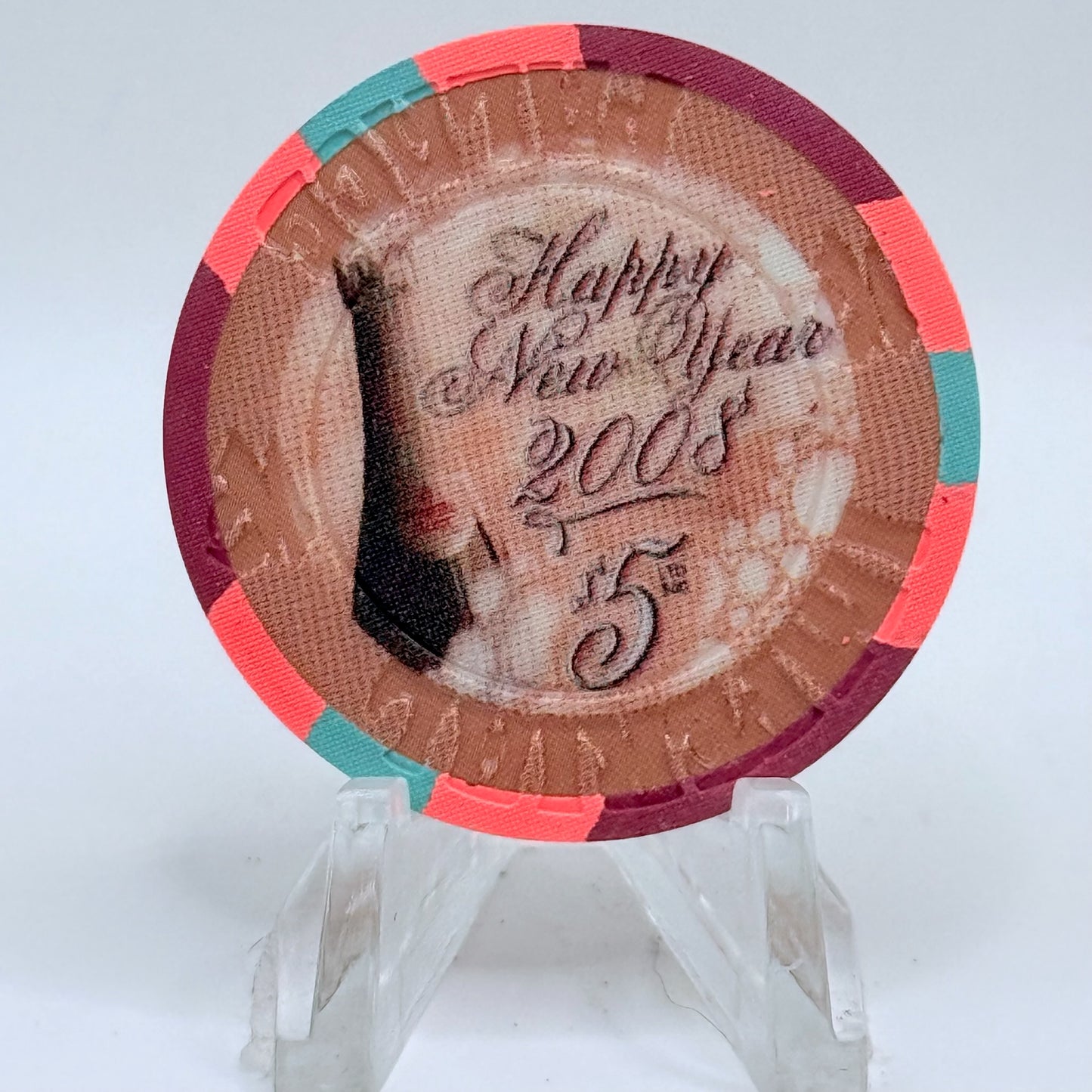 Imperial Palace Las Vegas Nevada 2008 'Happy New Years' LE $5 Casino Chip E8095