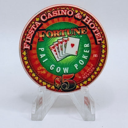 Fiesta Rancho N. Las Vegas Nevada 2002 'Fortune - Pai Gow Poker' LE $5 Casino Chip V8438