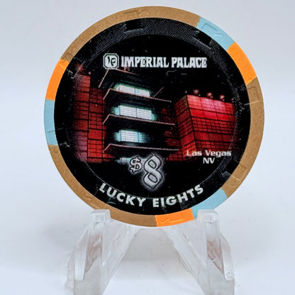 Imperial Palace Las Vegas Nevada 2008 'Lucky Eights, 8-8-08' LE $8 Casino Chip E7190