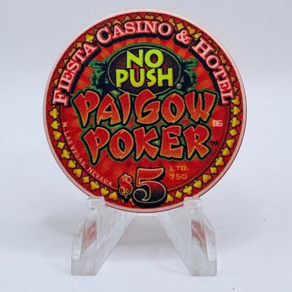 Fiesta Rancho N. Las Vegas Nevada 2002 'No Push - Pai Gow Poker' LE $5 Casino Chip V8440