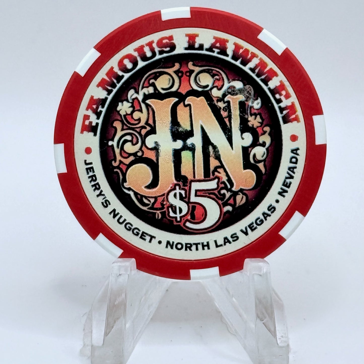 Jerry's Nugget N. Las Vegas Nevada 1997 'Famous Lawmen - Pat Garrett' LE $5 Casino Chip V3157