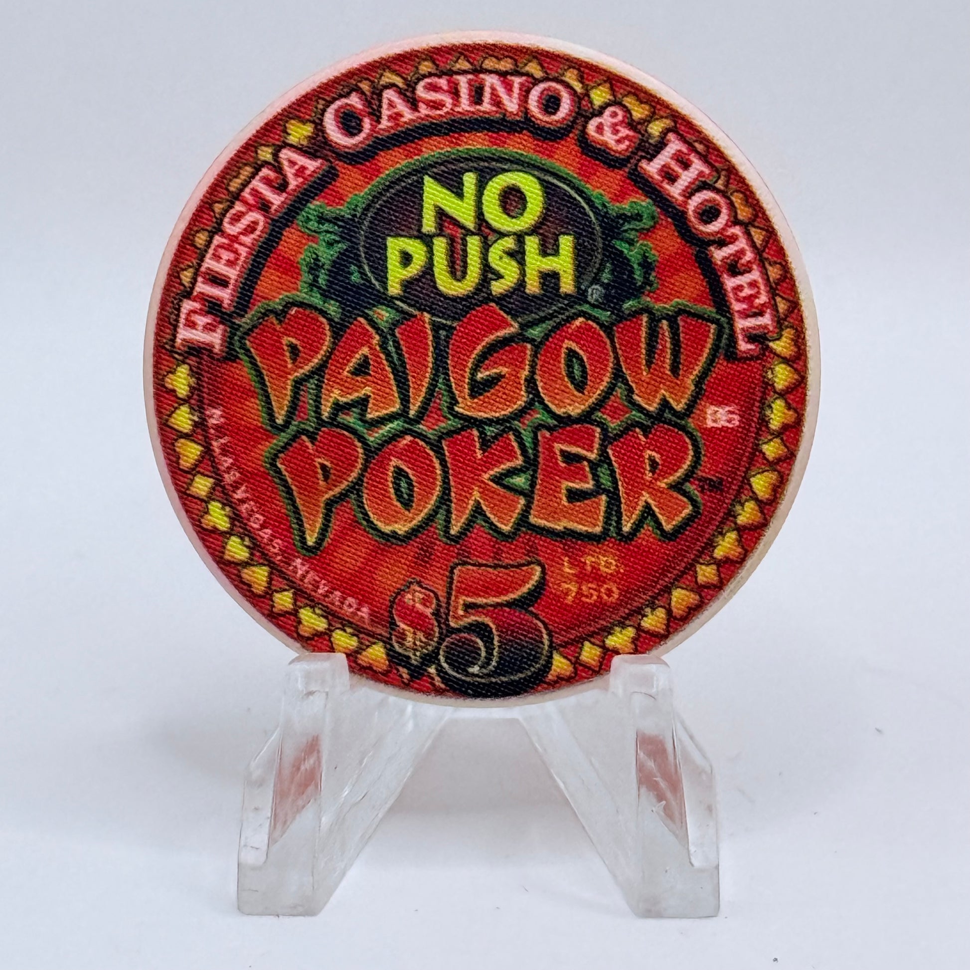 Fiesta Rancho N. Las Vegas Nevada 2002 'No Push - Pai Gow Poker' LE $5 Casino Chip V8440