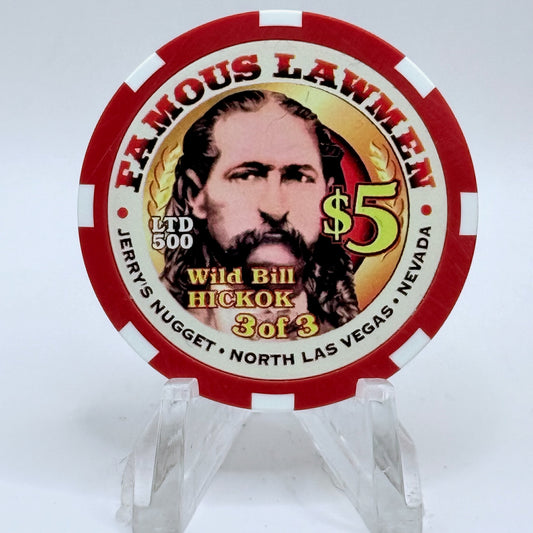Jerry's Nugget N. Las Vegas Nevada 1997 'Famous Lawmen - Wild Bill Hickok' LE $5 Casino Chip V3158
