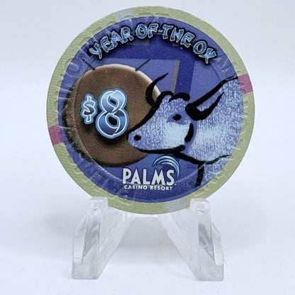 Palms Casino Resort Las Vegas Nevada 2009 'Year Of The Ox' LE $8 Casino Chip E7499